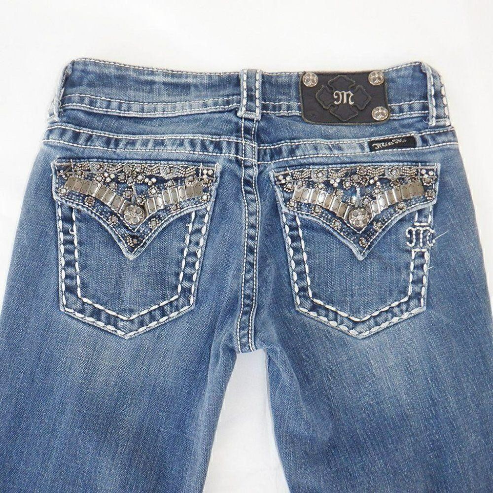 Miss Me metal & gems accts boot cut  jeans